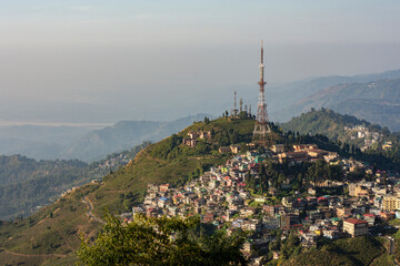 Beautiful eastern Himalayan hill city Kurseong near Darjeeling, West Bengal India, View of Kurseong town.