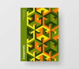 Simple mosaic hexagons cover layout. Trendy poster A4 design vector template.