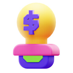 3D Render Light Bulb with Dollar Currency Icon