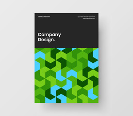 Unique company brochure A4 design vector template. Bright geometric shapes presentation concept.