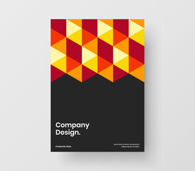 Fresh booklet vector design template. Bright mosaic shapes book cover concept.