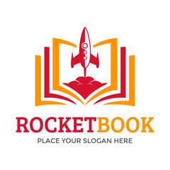 Rocket book vector logo template. This design use education symbol. Suitable for knowledge.
