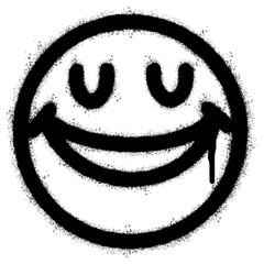 Spray Painted Graffiti smiling face emoticon isolated on white background. vector illustration.