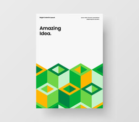 Fresh geometric hexagons company identity layout. Colorful cover A4 design vector template.