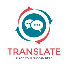 Translate vector logo template. This design use chat symbol. Suitable for conversation or dialogue.