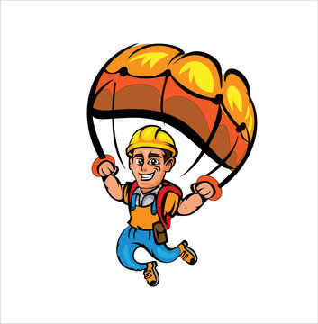 Man parachute logo sports logo vector illustration 