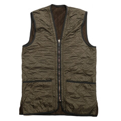 fashionable  quilted vest  of olive color