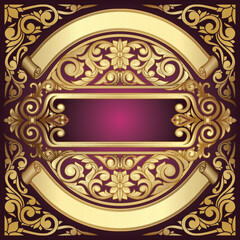 Elegant golden ornate vintage decorative abstract emblem