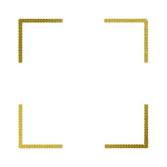 Gold square frame element with line border png.	
