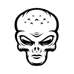 An alien head logo isolated on white background
