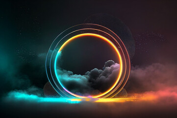 circle ring light with cloud 