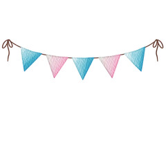 Watercolor pink and blue pennants Party flag.	
