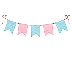 Watercolor pink and blue pennants Party flag.	
