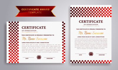 Rad and Maroon certificate of achievement border template, Modern design simple elegant and luxurious elegant.