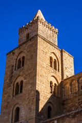 Fototapeta na wymiar Cefalù Cathedral one of the best Arab-Norman buildings in Sicily island, Italy