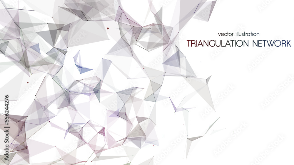 Poster connection to the global network. abstract vector dots and lines with triangles on a white backgroun