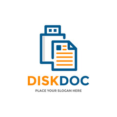 Flash disk document vector logo template. This design use paper symbol.