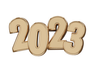 Realistic 3d rendering 2023 new year text effect