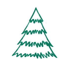 Obraz premium Hand drawn oil brush stroke Christmas tree with star isolated on png or transparent background. Graphic resources for New Year, Birthdays and luxury card.