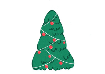Fototapeta premium Hand drawn oil brush stroke Christmas tree with star isolated on png or transparent background. Graphic resources for New Year, Birthdays and luxury card.