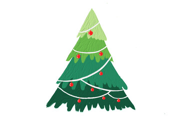 Hand drawn oil brush stroke Christmas tree with star isolated  on png or transparent  background. Graphic resources for New Year, Birthdays and luxury card.