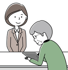 Fototapeta premium 受付するスーツの女性