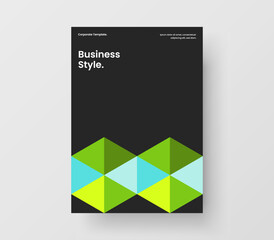 Fototapeta premium Fresh handbill A4 design vector illustration. Unique geometric shapes front page layout.