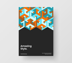 Vivid geometric hexagons brochure illustration. Colorful annual report design vector concept.