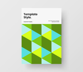Bright company identity design vector layout. Multicolored mosaic hexagons front page concept.
