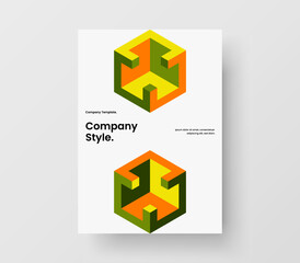 Premium leaflet design vector illustration. Minimalistic mosaic shapes brochure template.