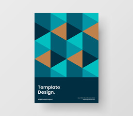 Vivid geometric pattern front page template. Isolated leaflet A4 design vector layout.