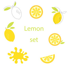 Vector set with yellow lemons.