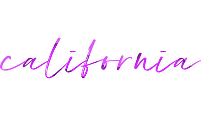 An isolated illustration of calligraphic lettering California. California handwritten calligraphy name of USA state. Hand drawn brush calligraphy.