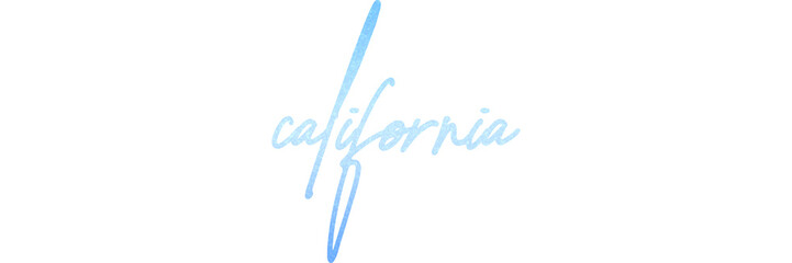 An isolated illustration of calligraphic lettering California. California handwritten calligraphy name of USA state. Hand drawn brush calligraphy.