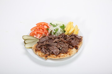 meat doner kebab with potatoes fries