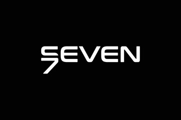 Minimal Awesome Trendy Professional Letter Seven Logo Design Template On Black Background