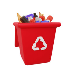 recycling plastic bin. waste management recycling concept. 3d illustration PNG file