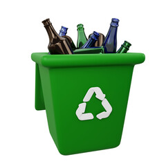 recycling glass bin. waste management recycling concept. 3d illustration PNG file