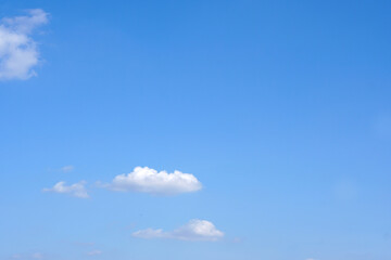 Blue sky with fluffy white clouds constantly changing shape.