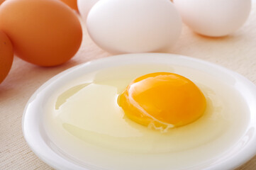 お皿に出した生卵