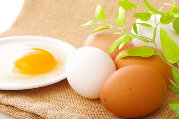 お皿に出した生卵