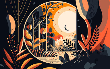 Fototapeta premium An artsy illustration of a magical place in nature
