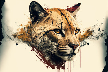 Vector illustration of a cougar. Generative AI.