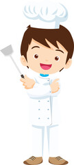 Cooking children boy Little kids making delicious food professional chef