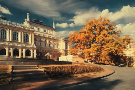 The Building Of The Odessa Opera House. Illustration