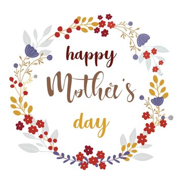 Happy Mother’s Day card floral flower wreath background wallpaper backdrop fabric design frame floral 