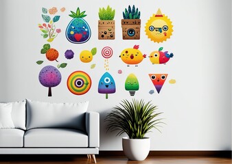 wall stickers print, white background, vector