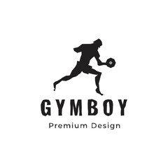 Fototapeta na wymiar Fitness Gym logo design template with exercising athletic bodybuilder healthy power