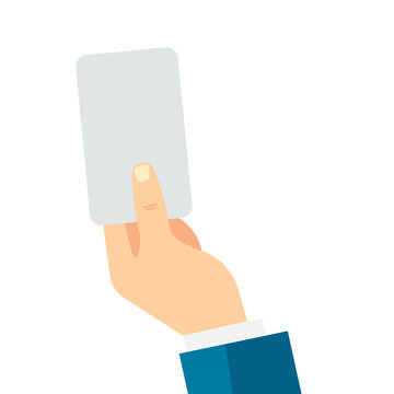 Hand business card icon flat web sign symbol logo label set.Two men's hands are holding business cards. Template flat illustration of businessman's hands and blank cards. jpg isolated on white backgro