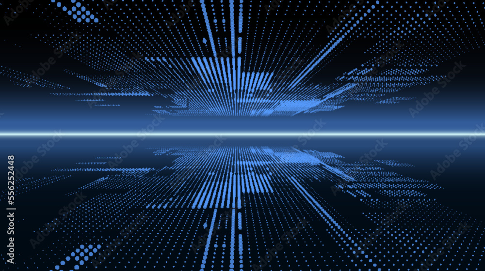 Poster digital background with moving glowing particles. futuristic hi-tech illustration. concept of data t